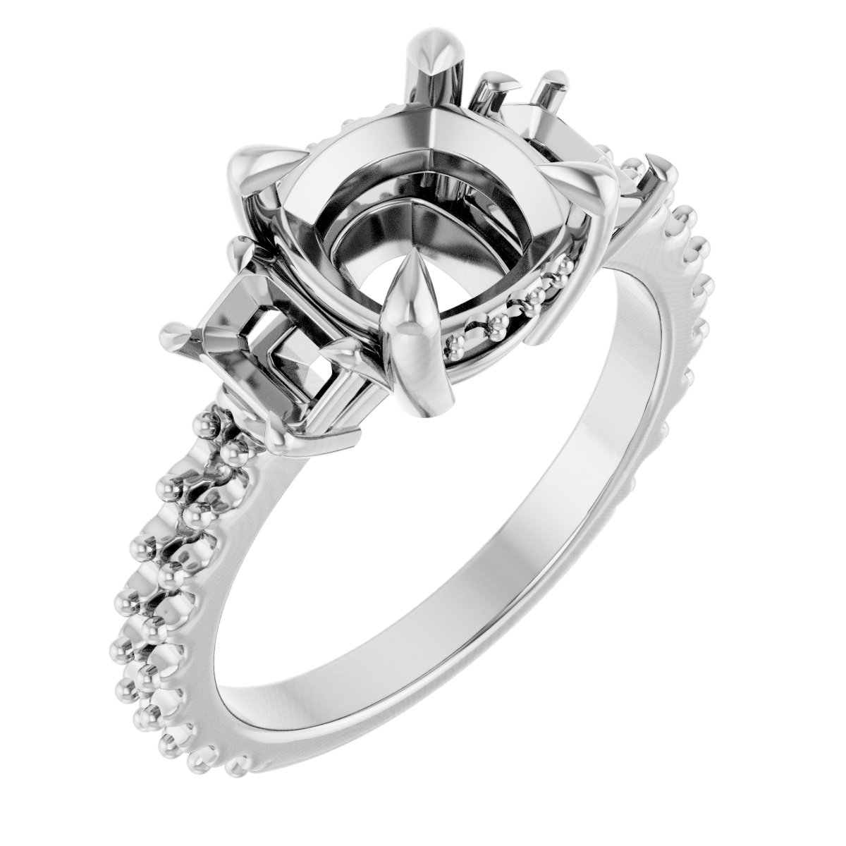 Claw-Prong Three-Stone Engagement Ring