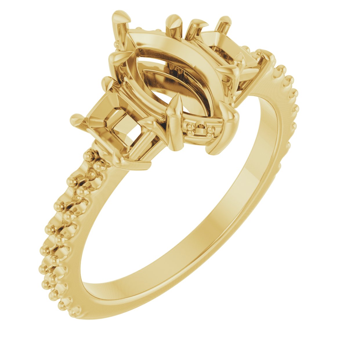 Claw-Prong Three-Stone Engagement Ring