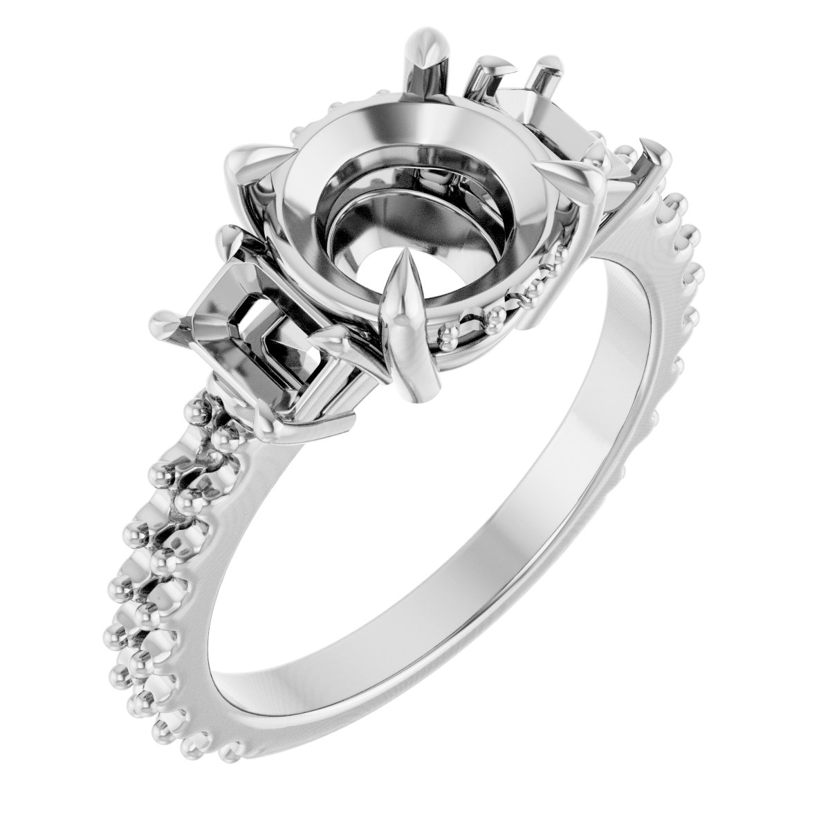 Claw-Prong Three-Stone Engagement Ring