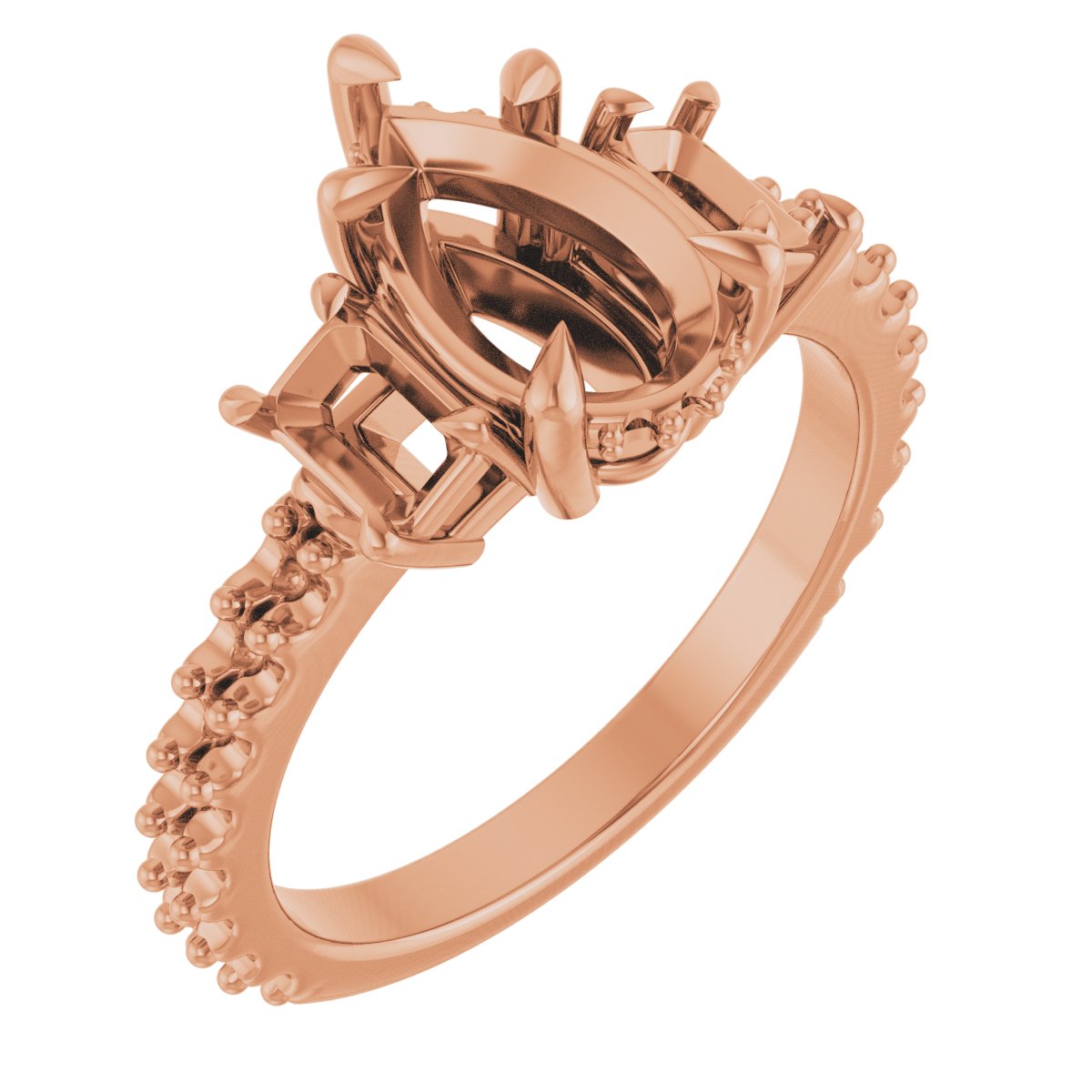Claw-Prong Three-Stone Engagement Ring