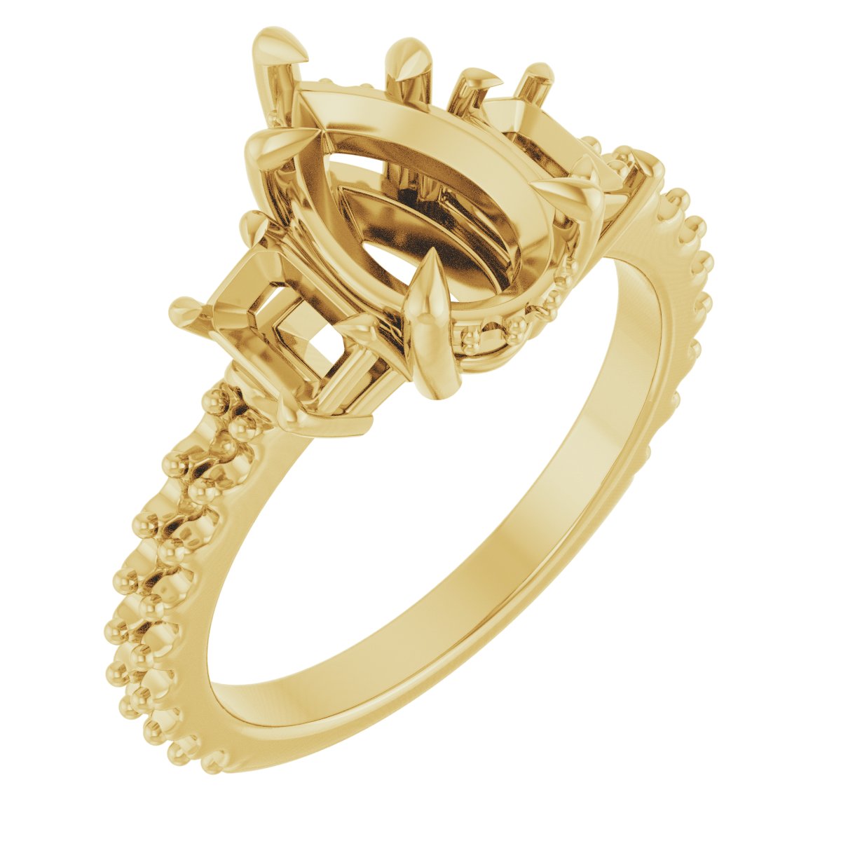 Claw-Prong Three-Stone Engagement Ring