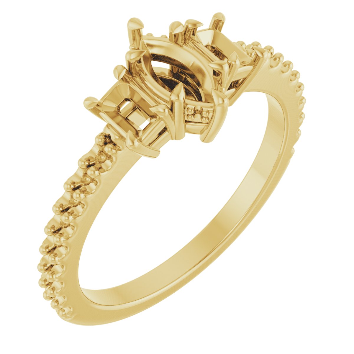 Claw-Prong Three-Stone Engagement Ring