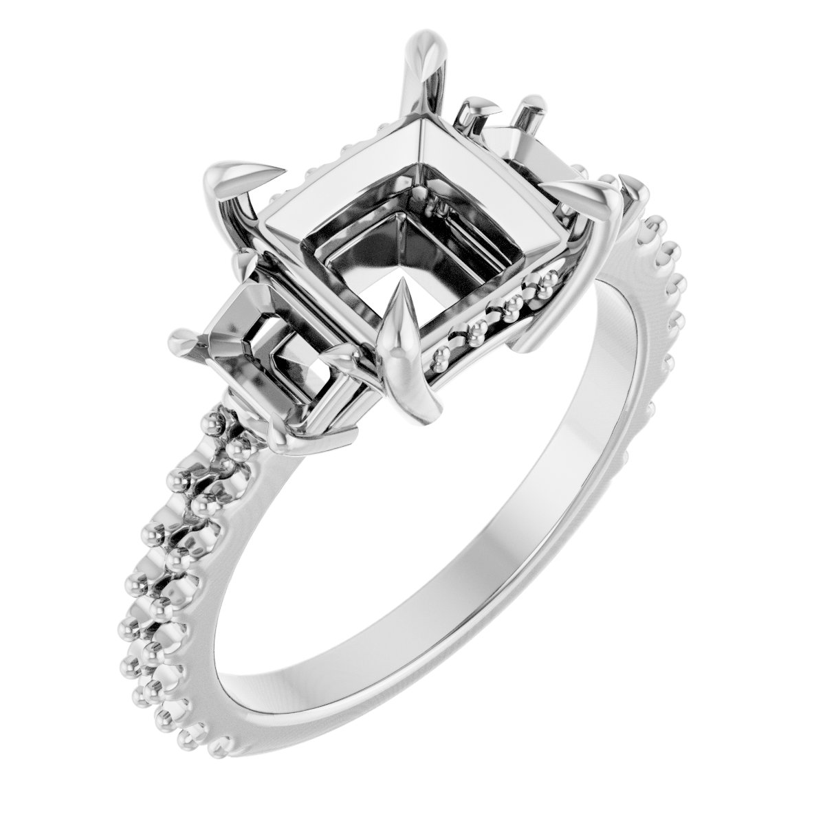 Claw-Prong Three-Stone Engagement Ring