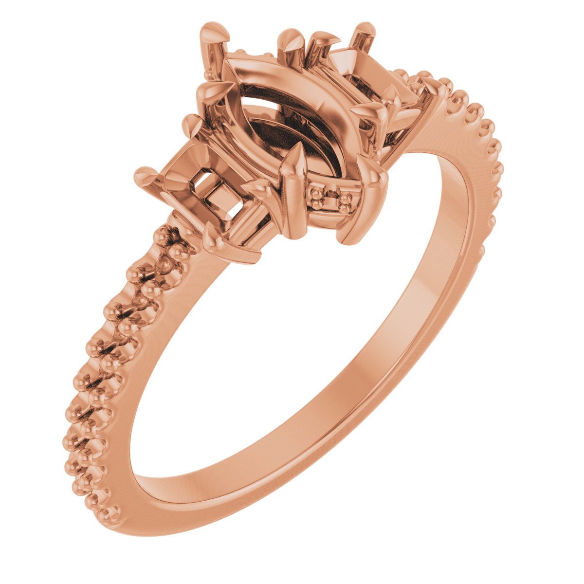 Claw-Prong Three-Stone Engagement Ring