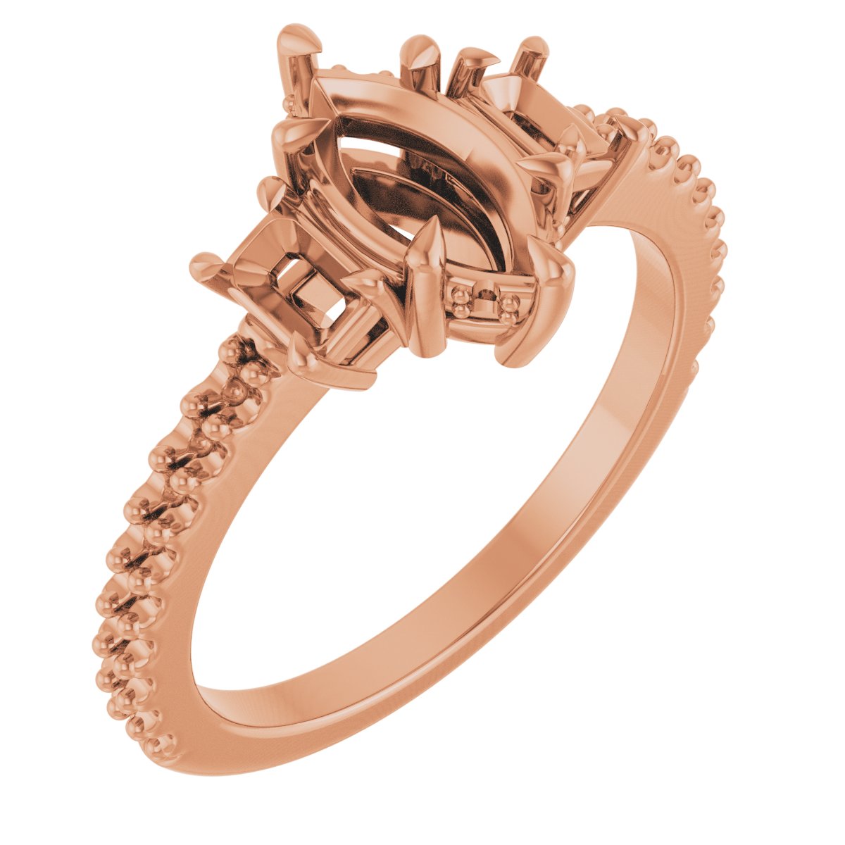 Claw-Prong Three-Stone Engagement Ring