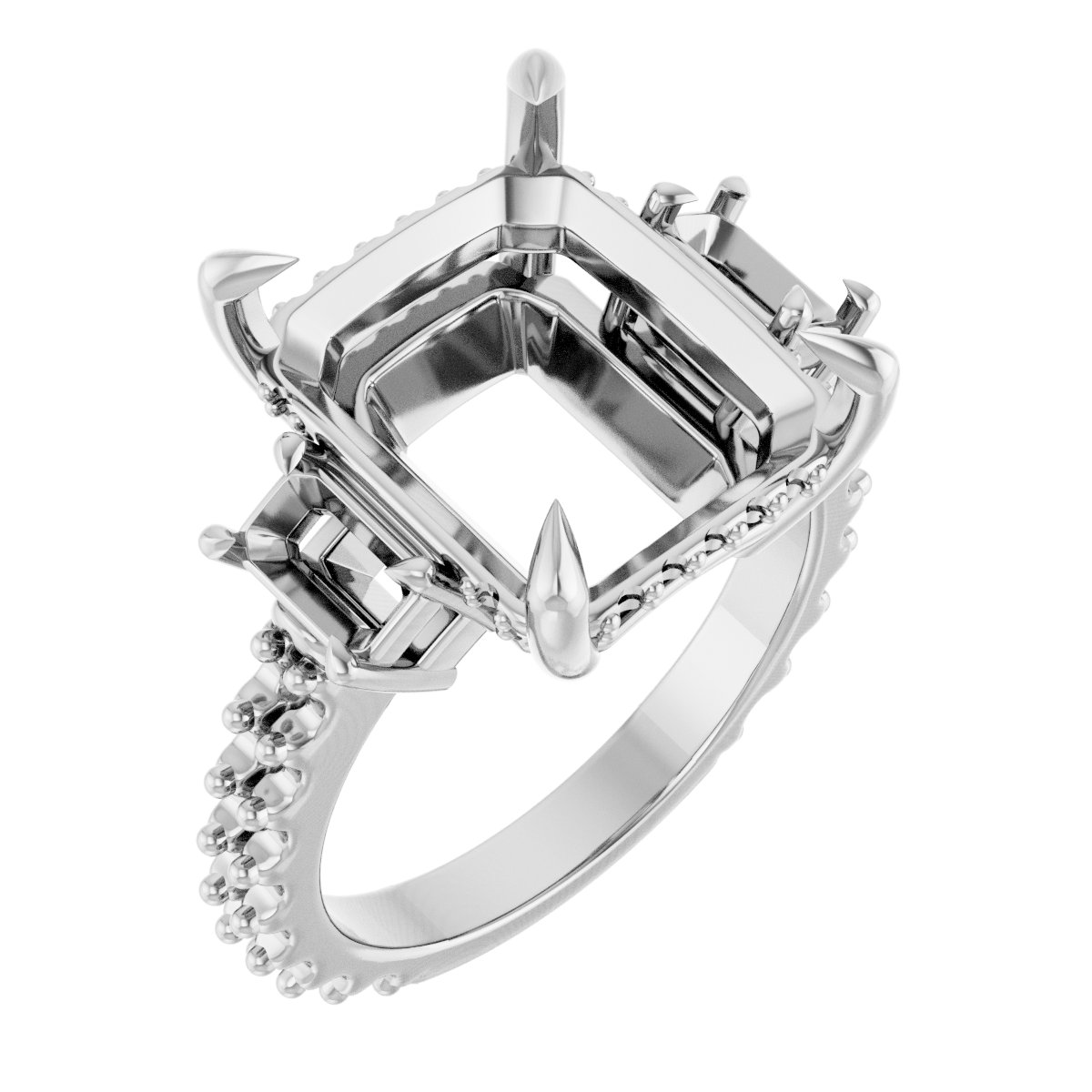 Claw-Prong Three-Stone Engagement Ring