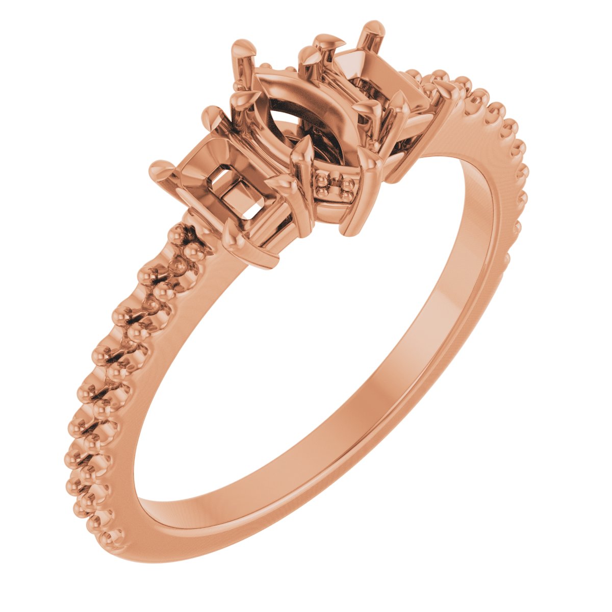 Claw-Prong Three-Stone Engagement Ring