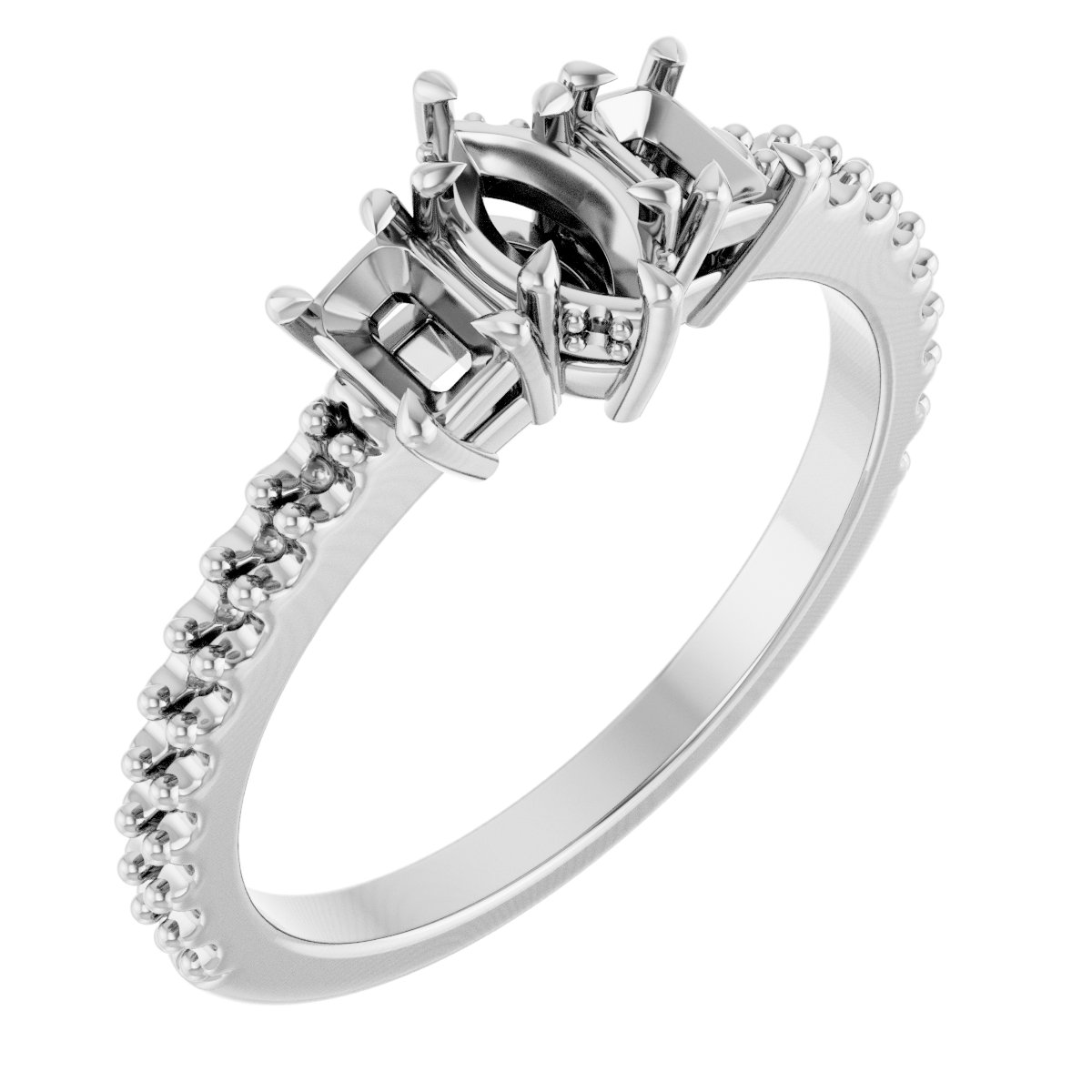 Claw-Prong Three-Stone Engagement Ring