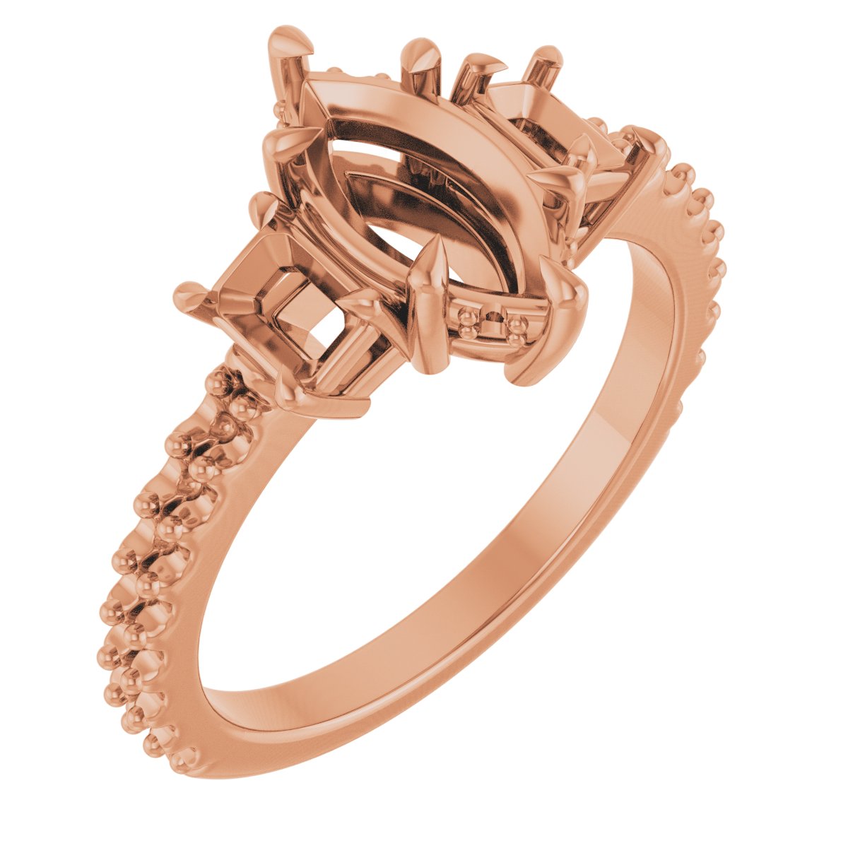 Claw-Prong Three-Stone Engagement Ring