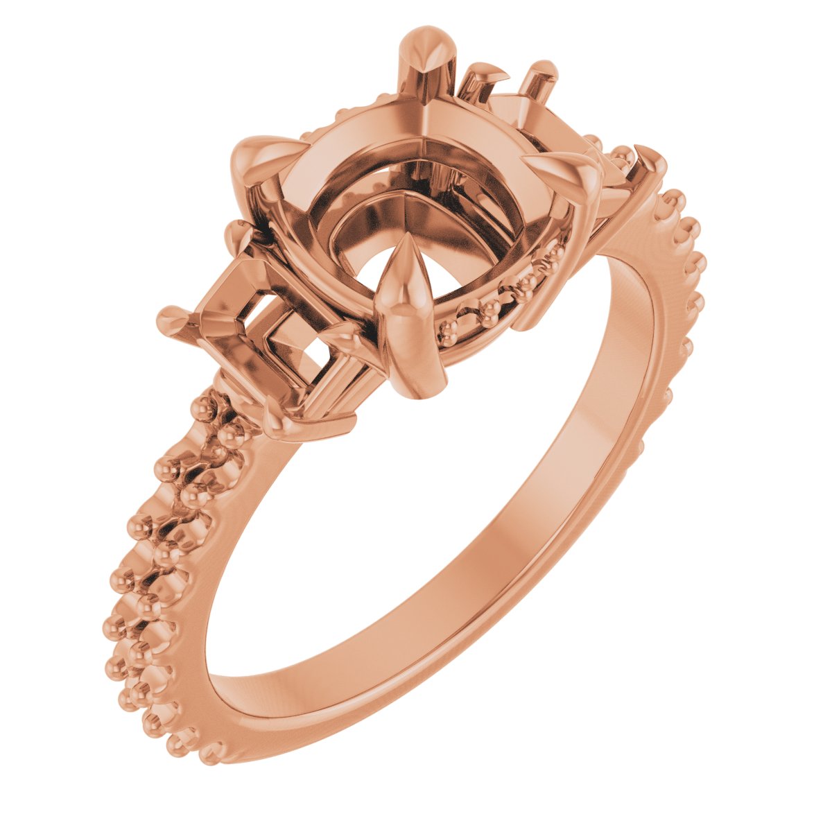Claw-Prong Three-Stone Engagement Ring