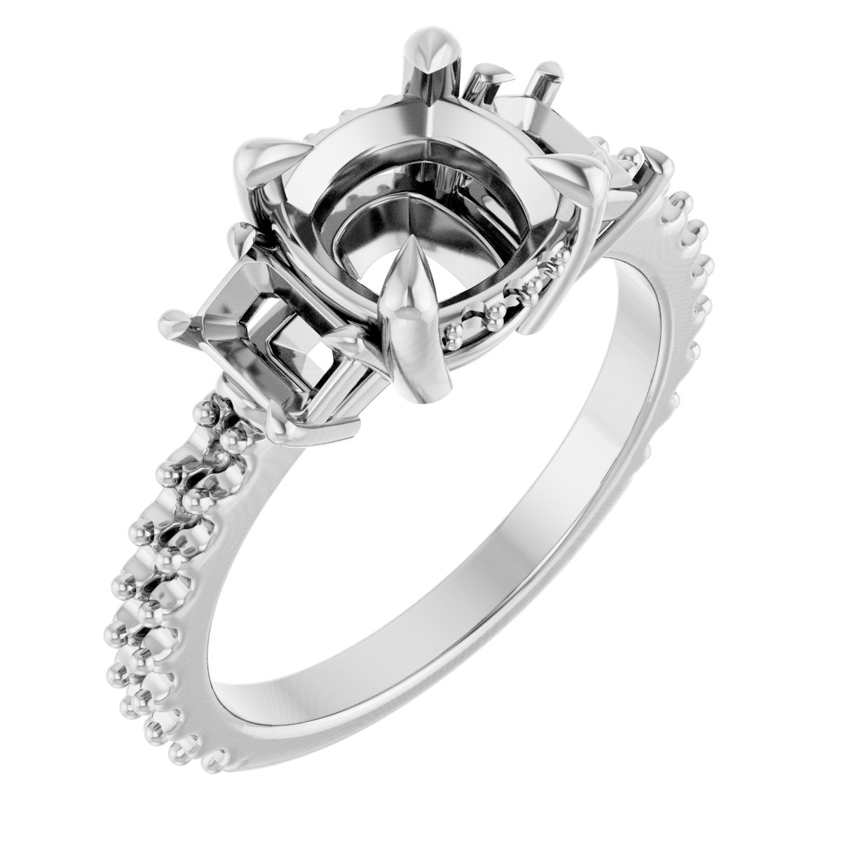 Claw-Prong Three-Stone Engagement Ring