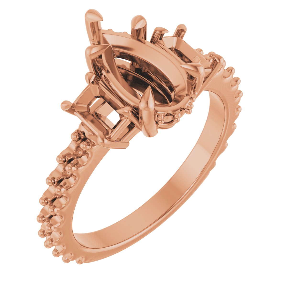 Claw-Prong Three-Stone Engagement Ring