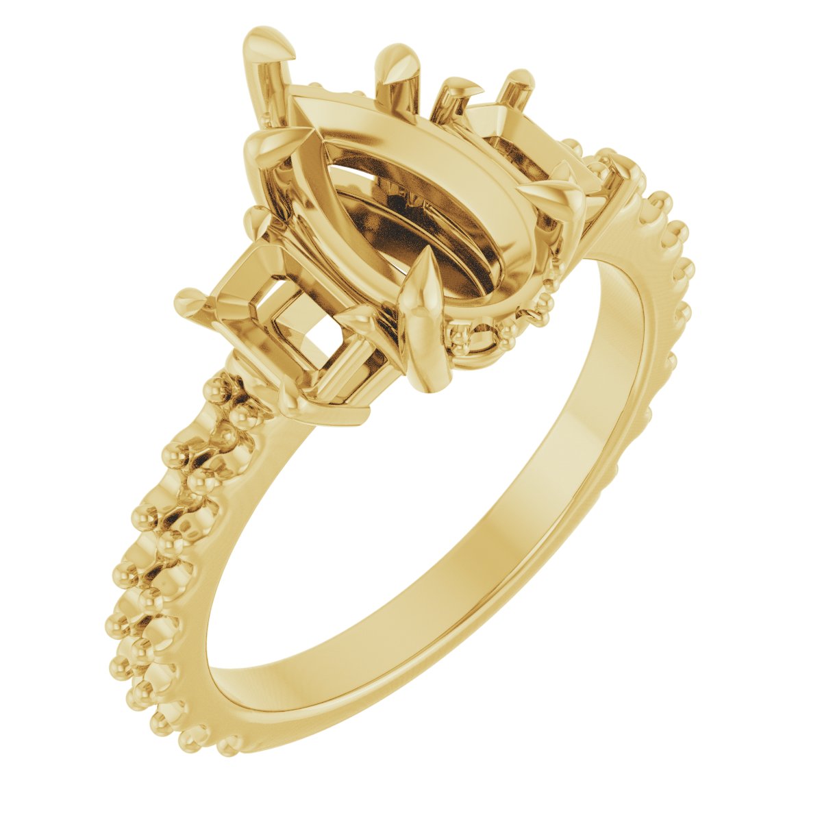 Claw-Prong Three-Stone Engagement Ring