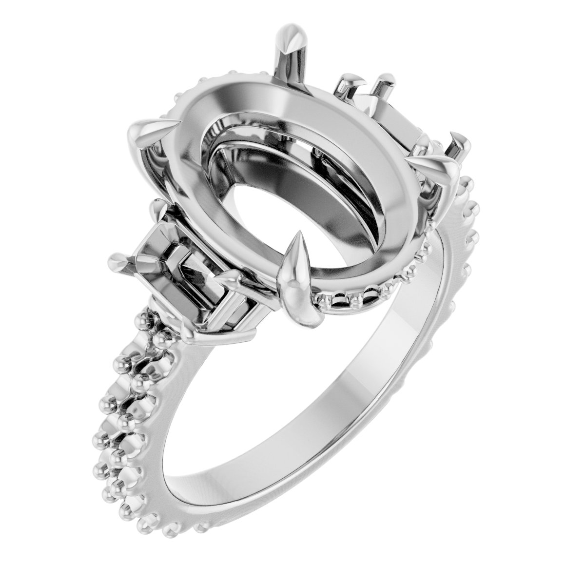 Claw-Prong Three-Stone Engagement Ring