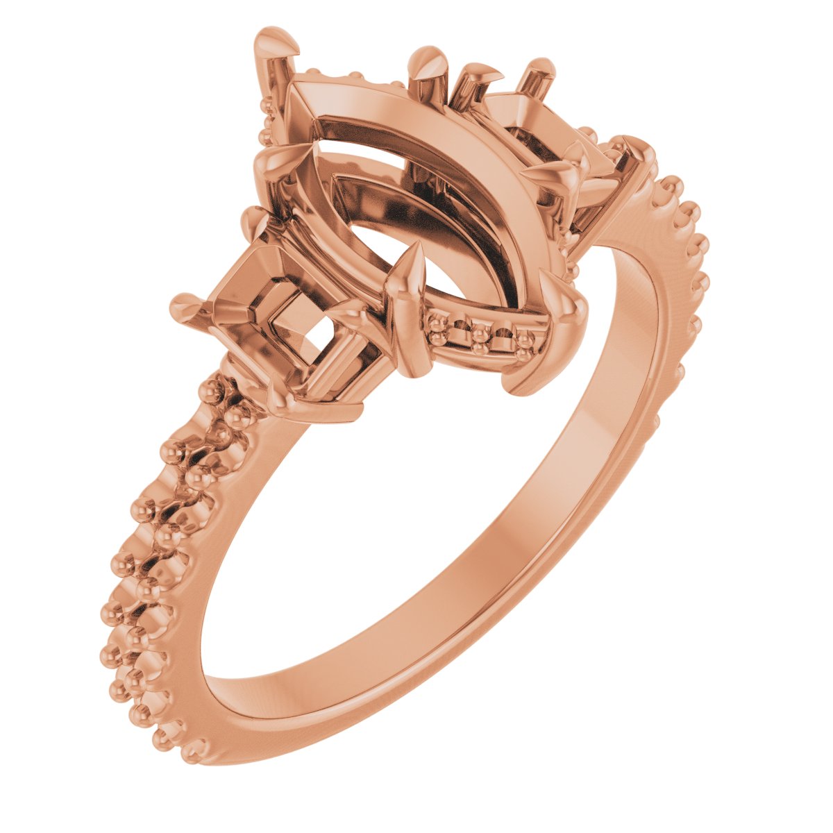 Claw-Prong Three-Stone Engagement Ring