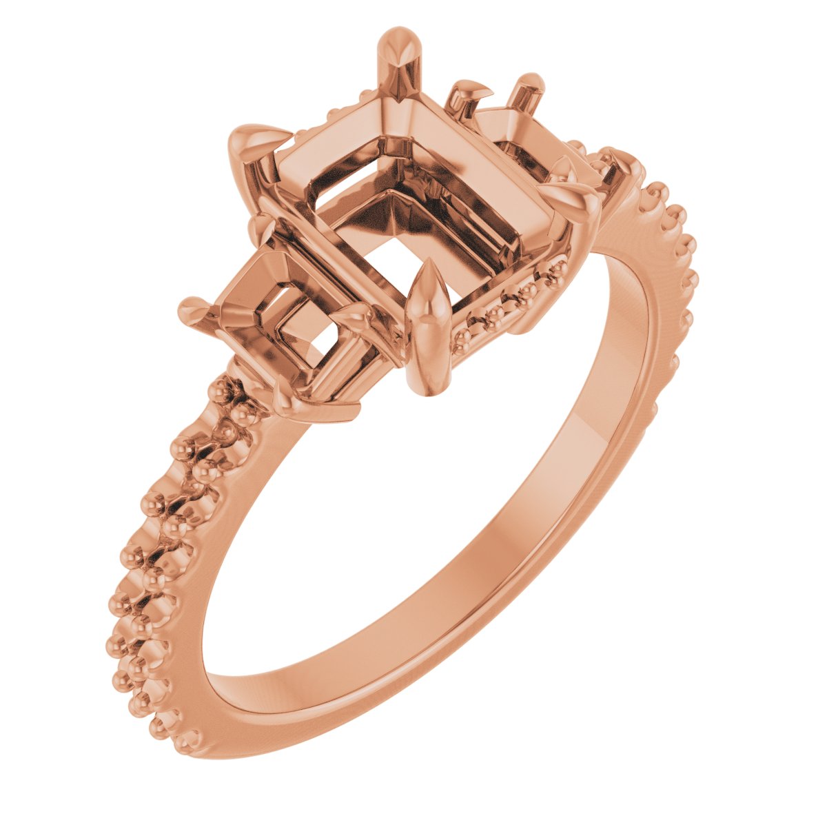 Claw-Prong Three-Stone Engagement Ring
