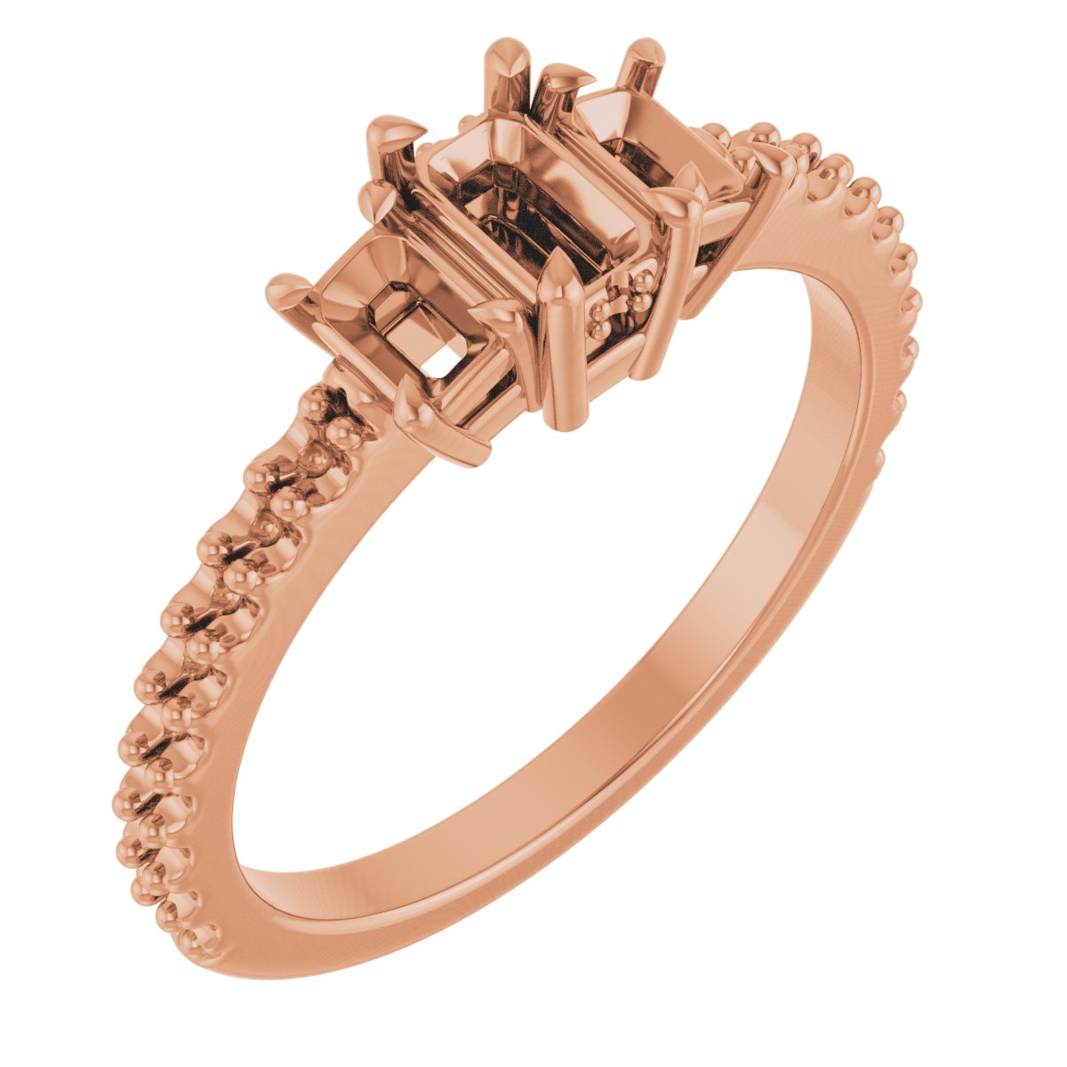 Claw-Prong Three-Stone Engagement Ring