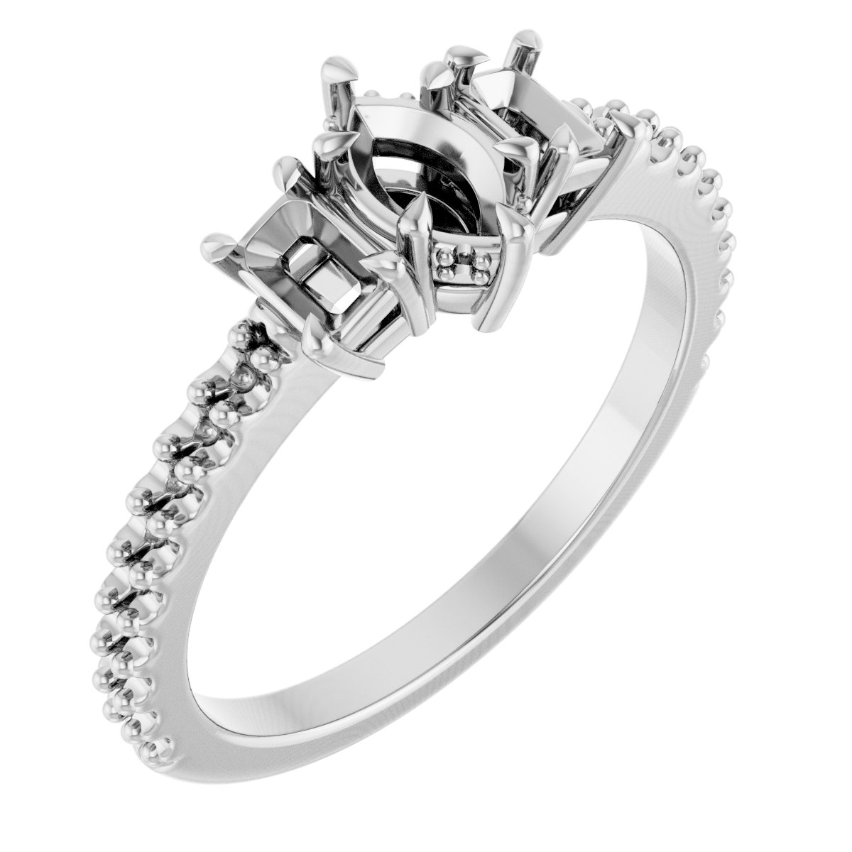Claw-Prong Three-Stone Engagement Ring