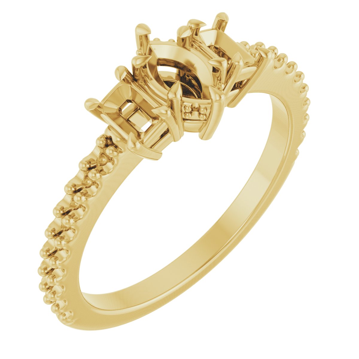 Claw-Prong Three-Stone Engagement Ring