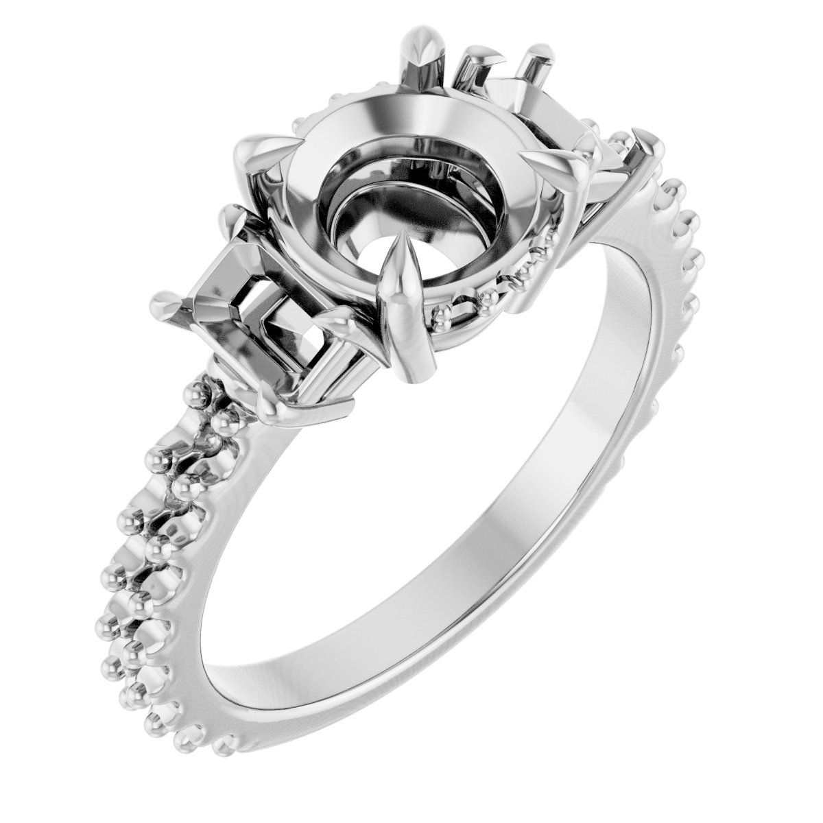 Claw-Prong Three-Stone Engagement Ring