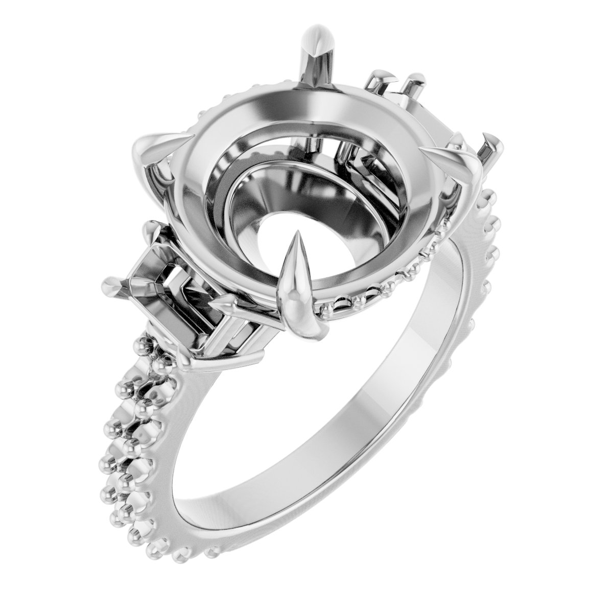 Claw-Prong Three-Stone Engagement Ring