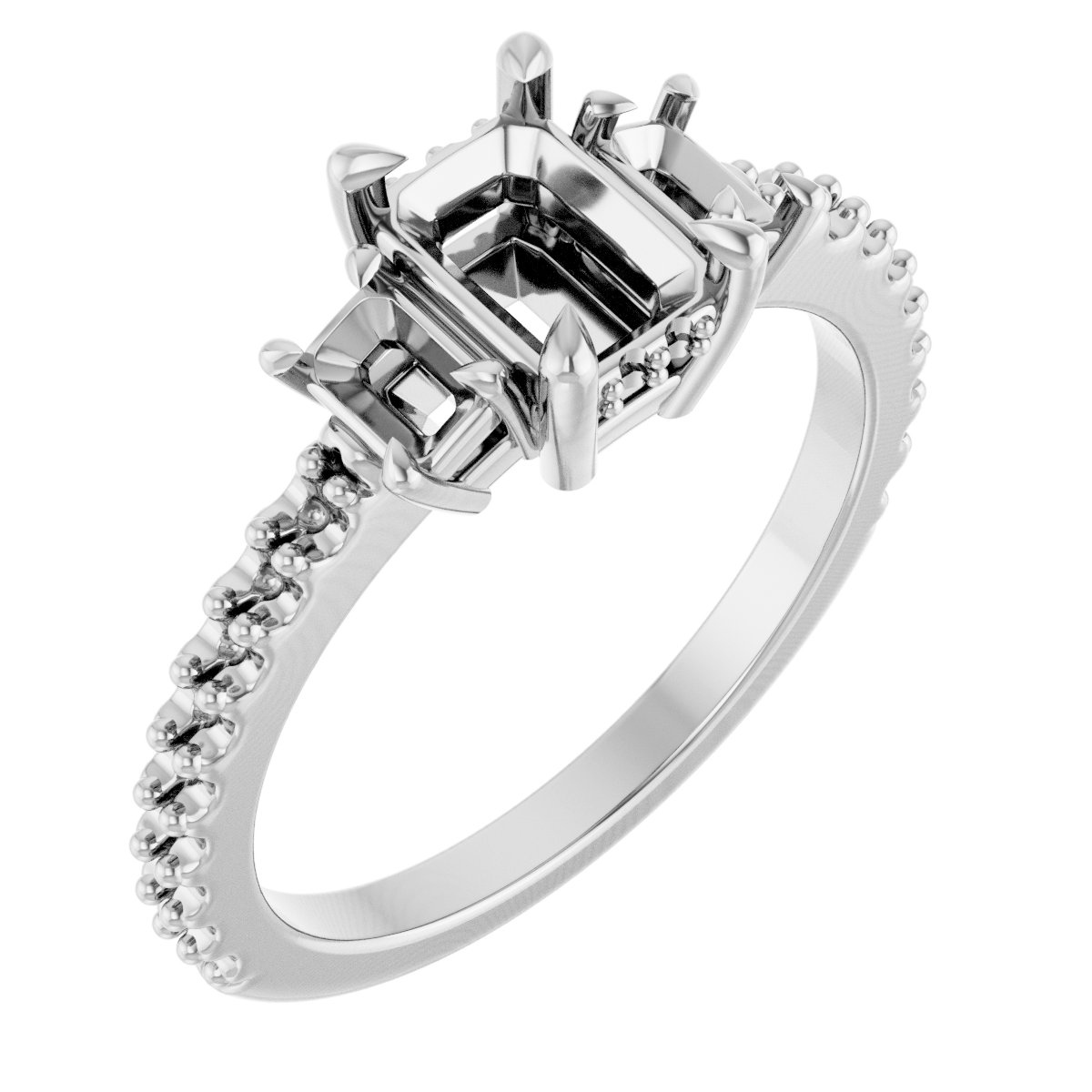 Claw-Prong Three-Stone Engagement Ring