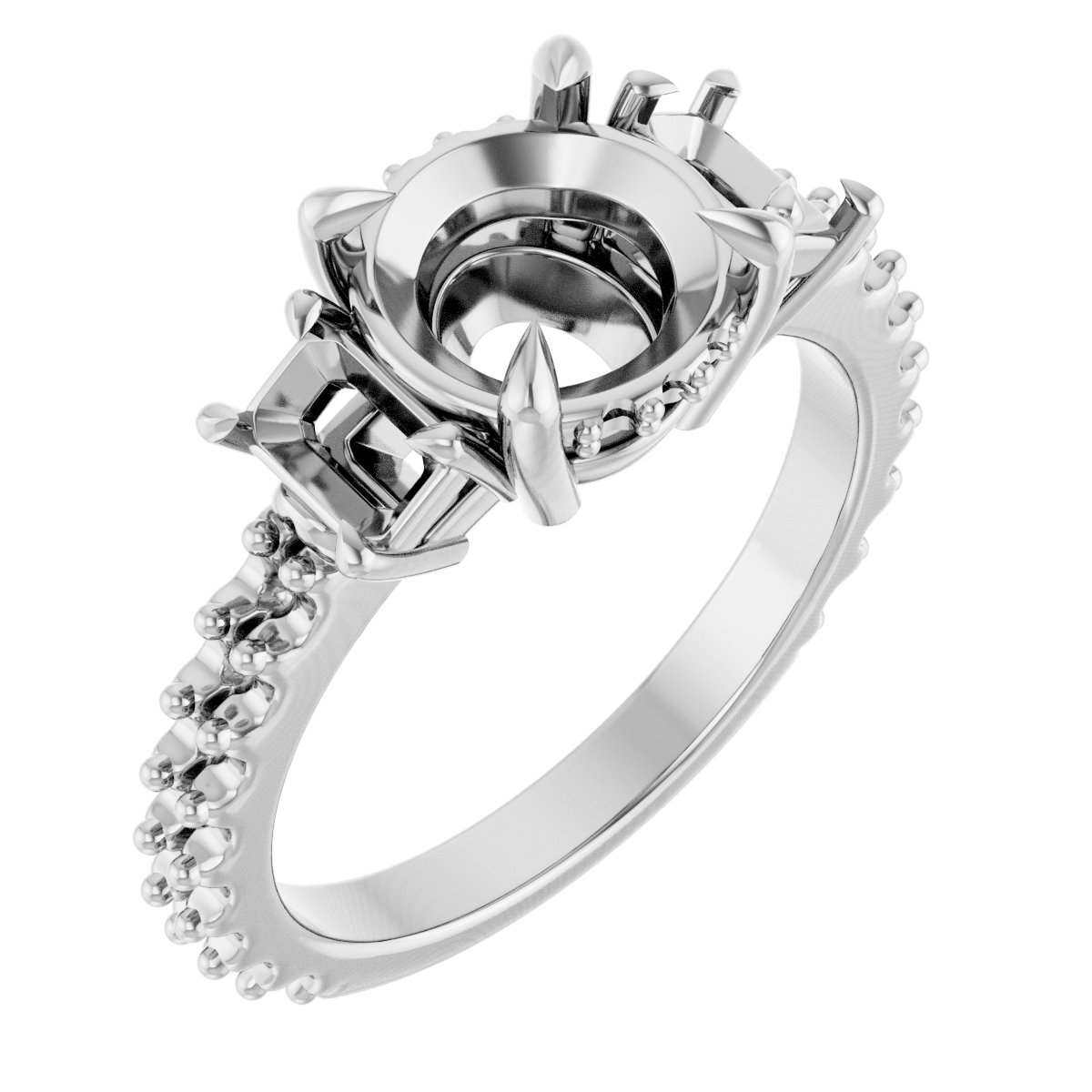 Claw-Prong Three-Stone Engagement Ring