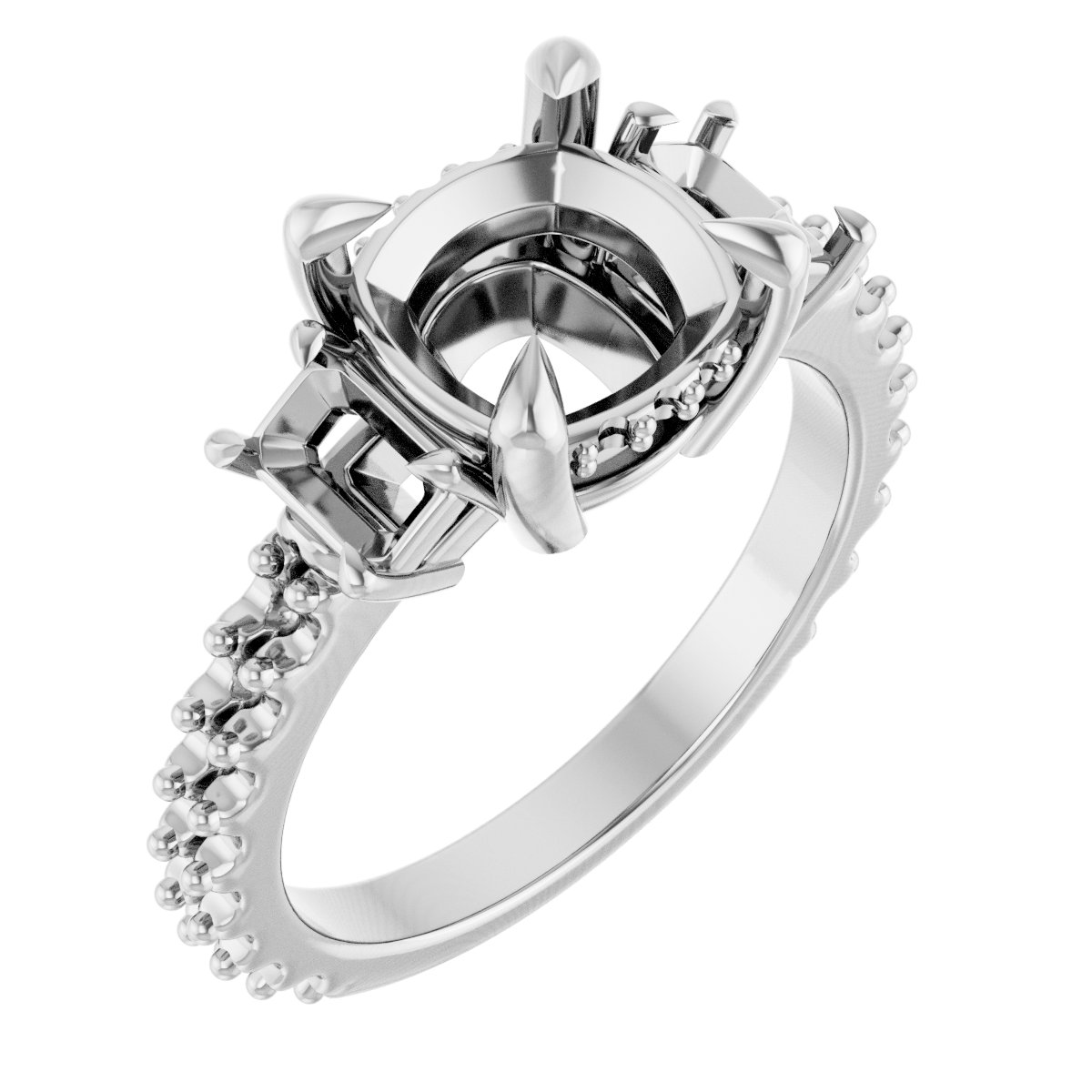 Claw-Prong Three-Stone Engagement Ring