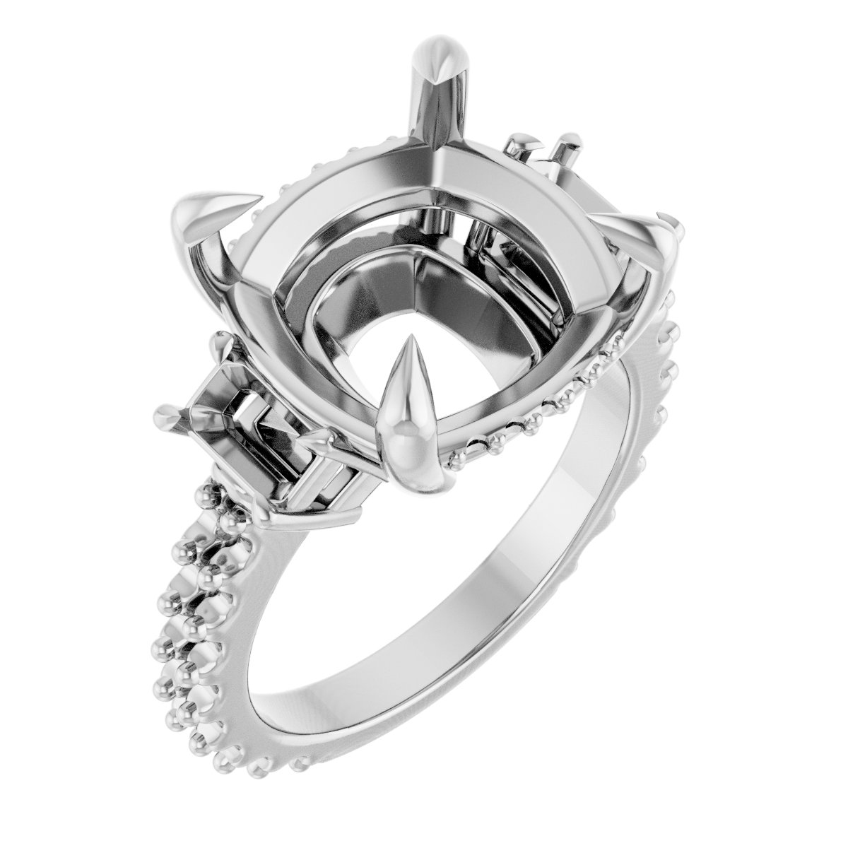 Claw-Prong Three-Stone Engagement Ring