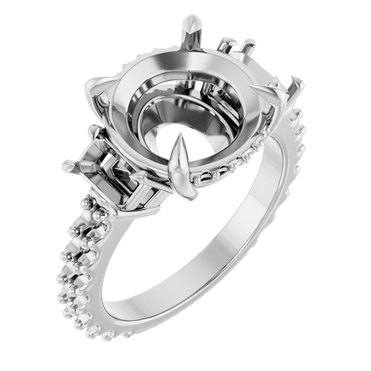 Claw-Prong Three-Stone Engagement Ring
