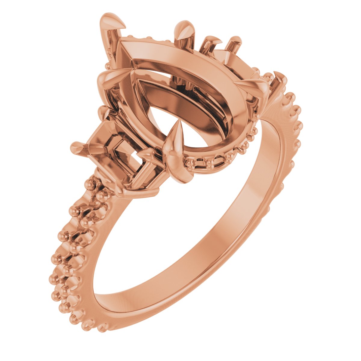 Claw-Prong Three-Stone Engagement Ring