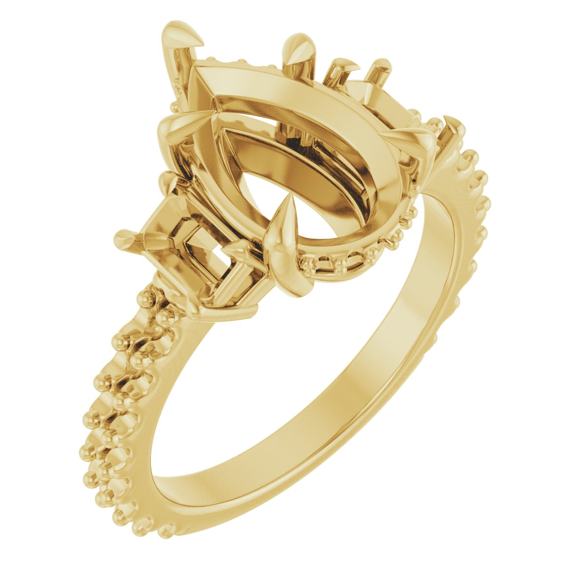 Claw-Prong Three-Stone Engagement Ring