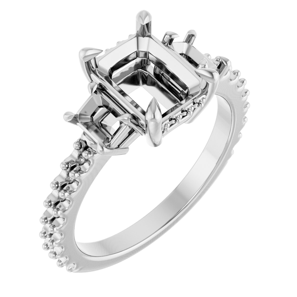 Claw-Prong Three-Stone Engagement Ring