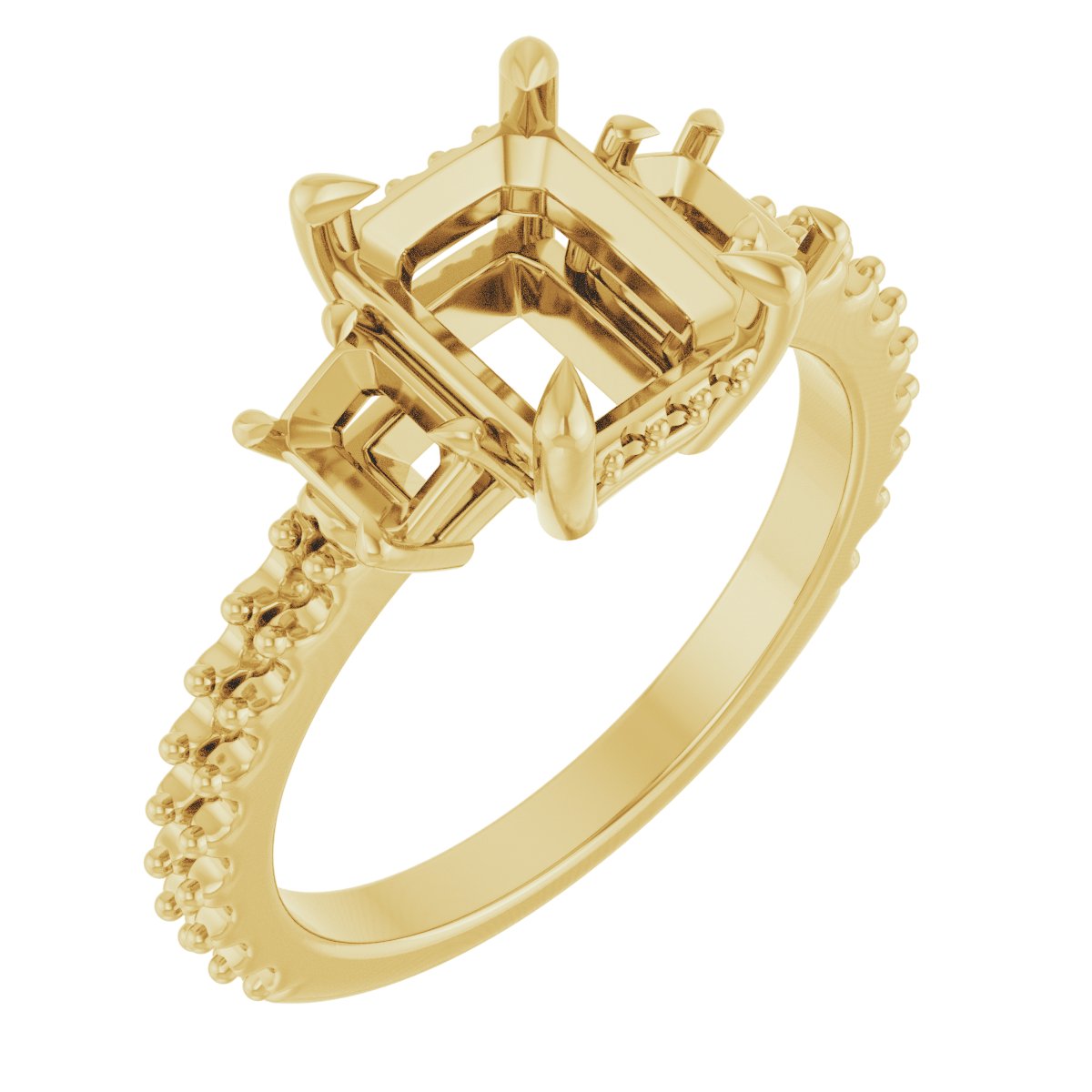 Claw-Prong Three-Stone Engagement Ring