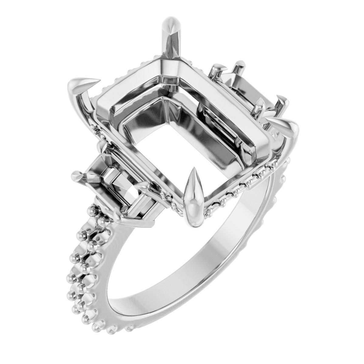 Claw-Prong Three-Stone Engagement Ring