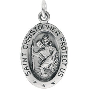 Sterling Silver 15x11 mm Oval St. Christopher Medal