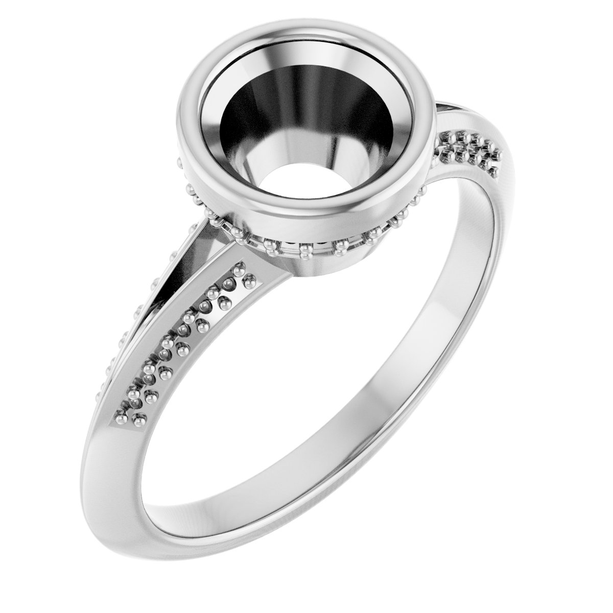 Bezel-Set Hidden Halo-Style Engagement Ring