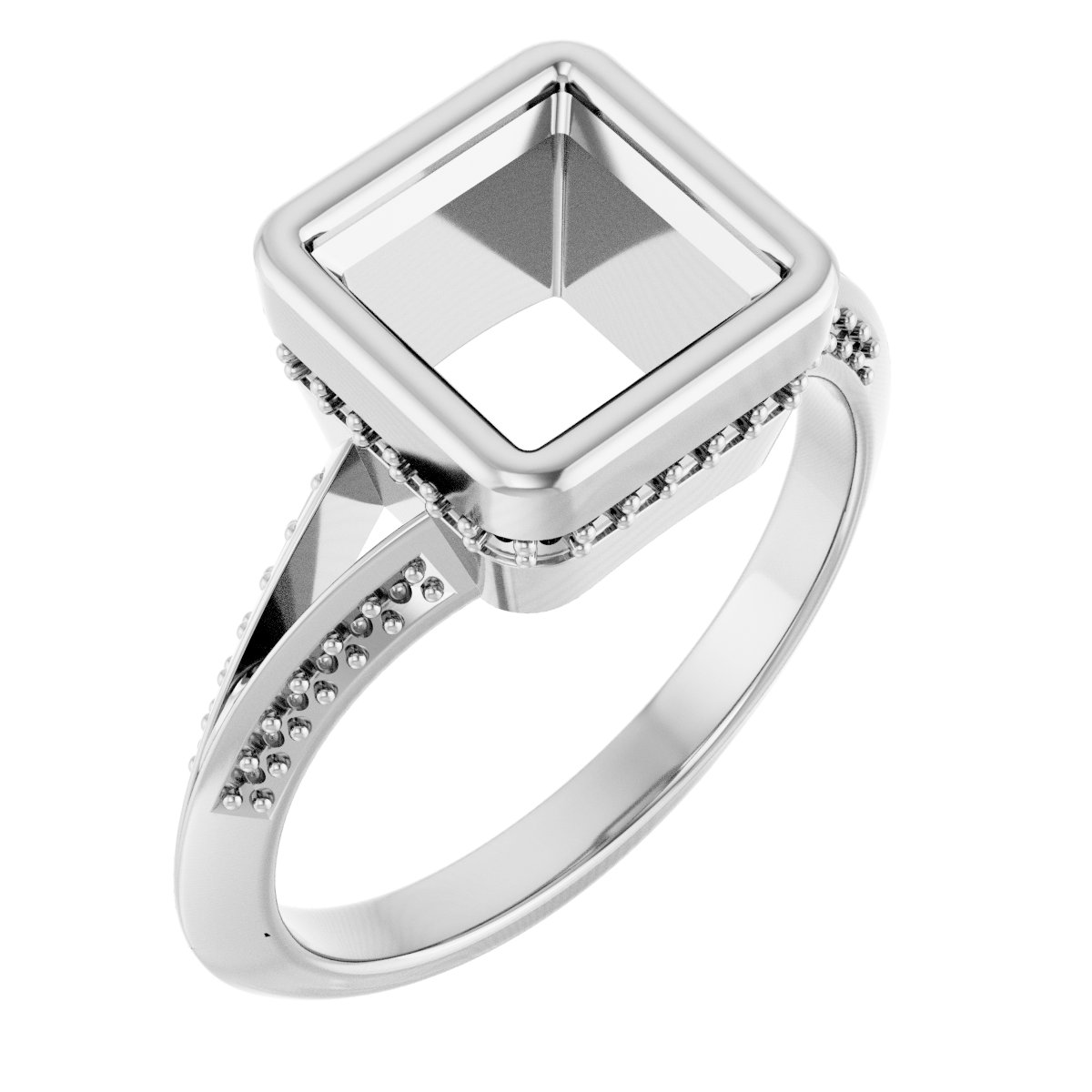 Bezel-Set Hidden Halo-Style Engagement Ring