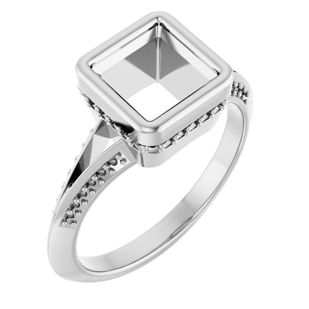 Bezel-Set Hidden Halo-Style Engagement Ring
