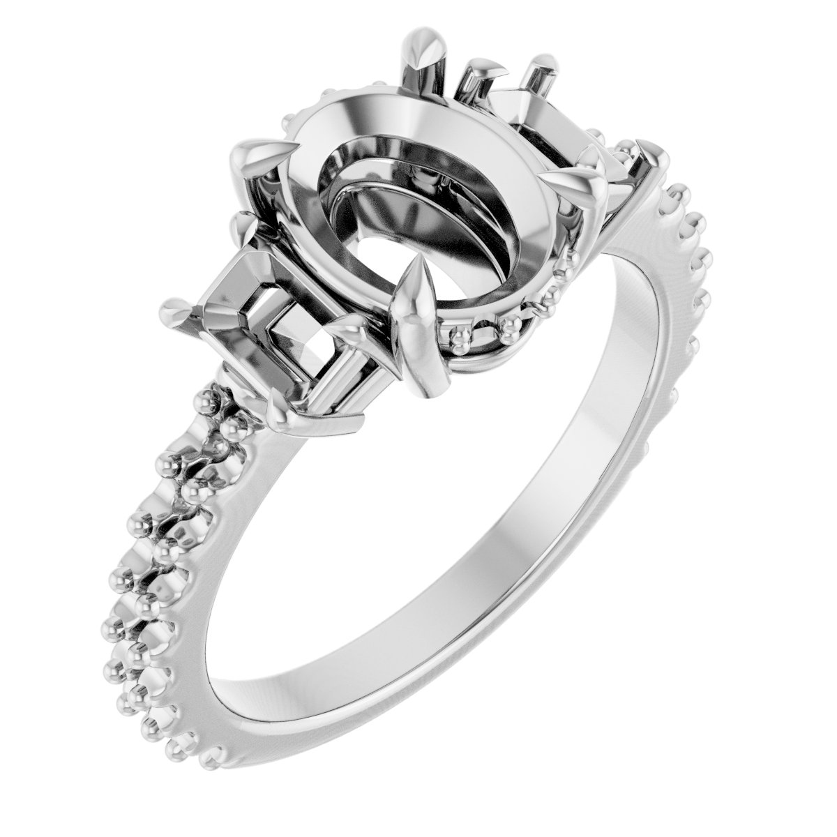Claw-Prong Three-Stone Engagement Ring
