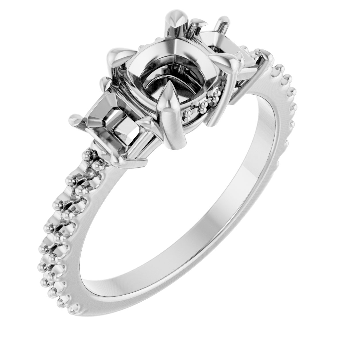 Claw-Prong Three-Stone Engagement Ring