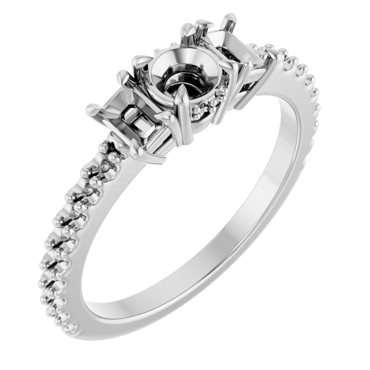 Claw-Prong Three-Stone Engagement Ring