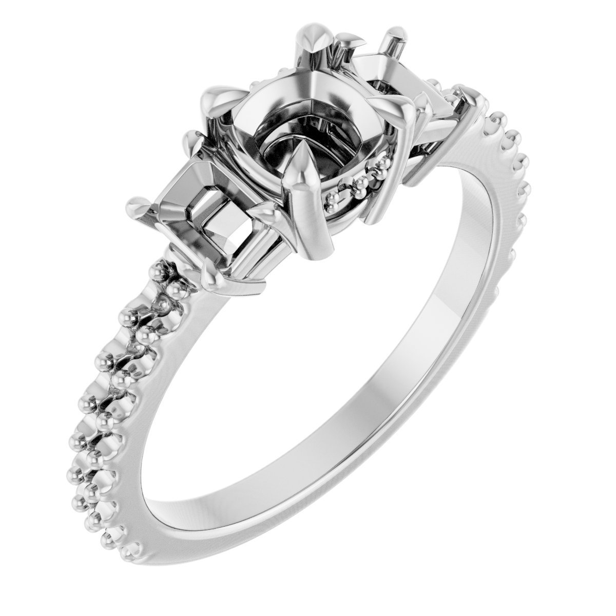 Claw-Prong Three-Stone Engagement Ring