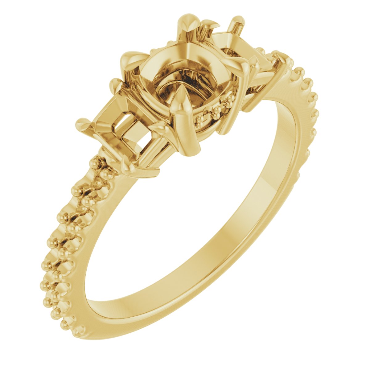 Claw-Prong Three-Stone Engagement Ring