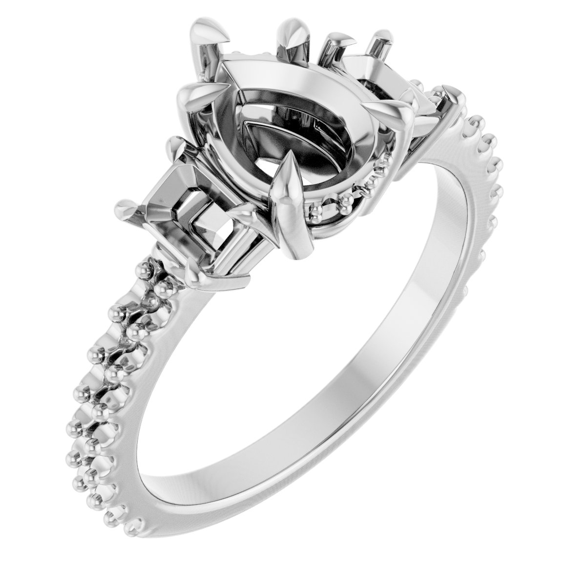 Claw-Prong Three-Stone Engagement Ring