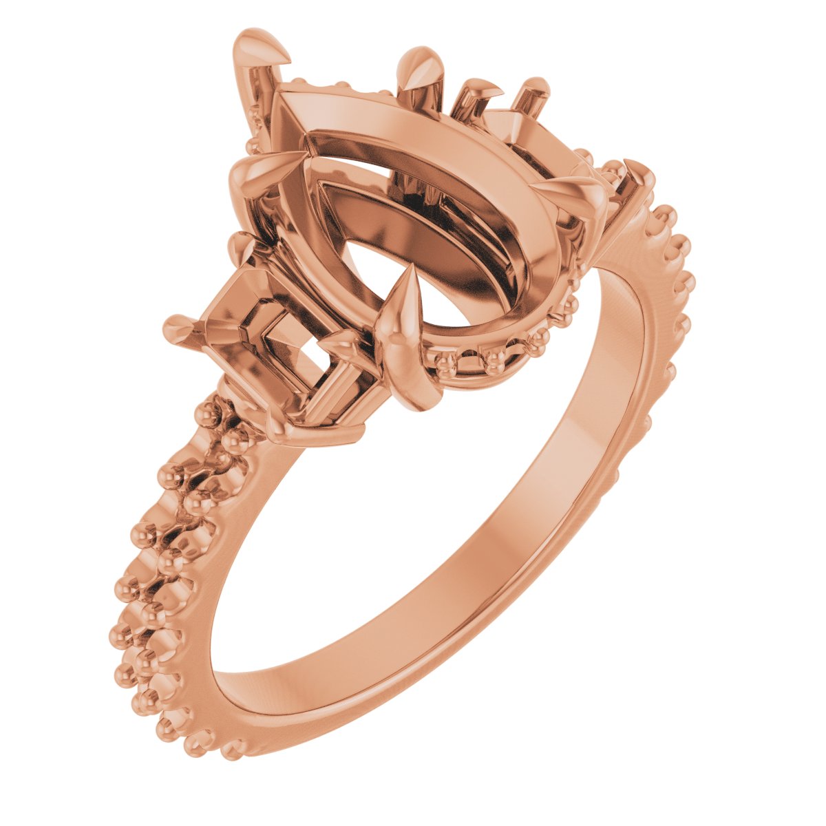 Claw-Prong Three-Stone Engagement Ring