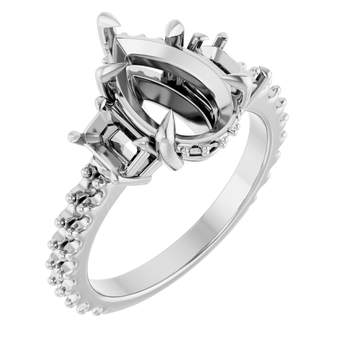 Claw-Prong Three-Stone Engagement Ring