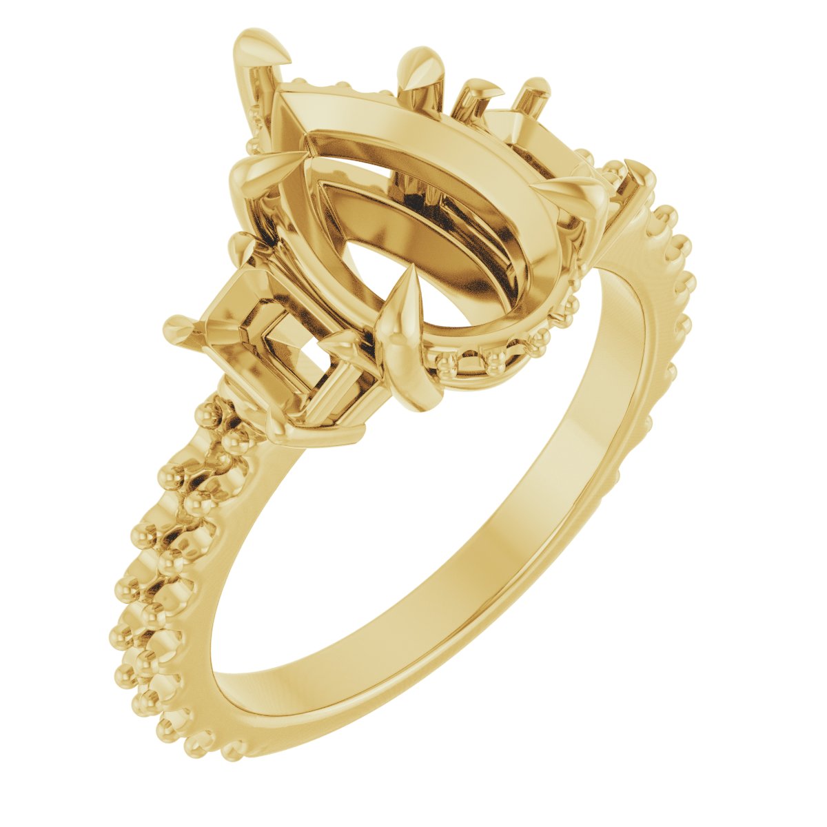 Claw-Prong Three-Stone Engagement Ring