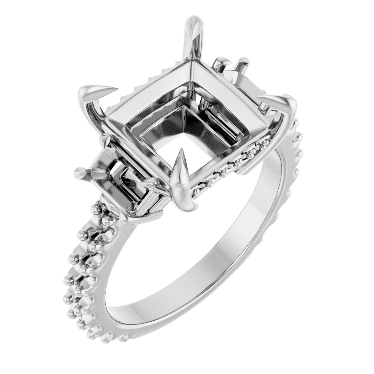 Claw-Prong Three-Stone Engagement Ring