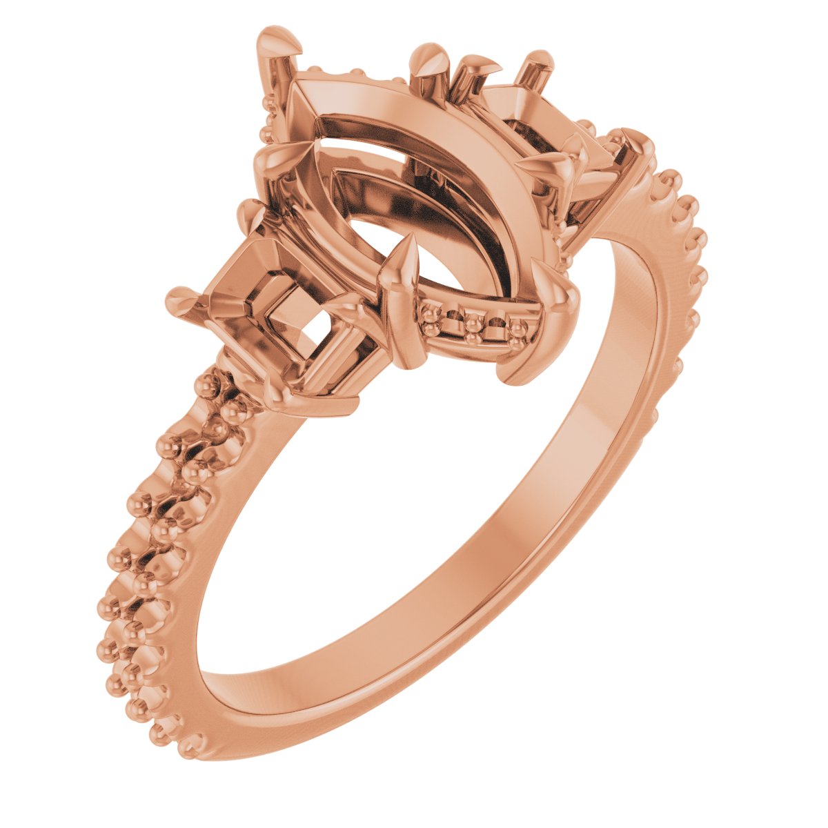 Claw-Prong Three-Stone Engagement Ring